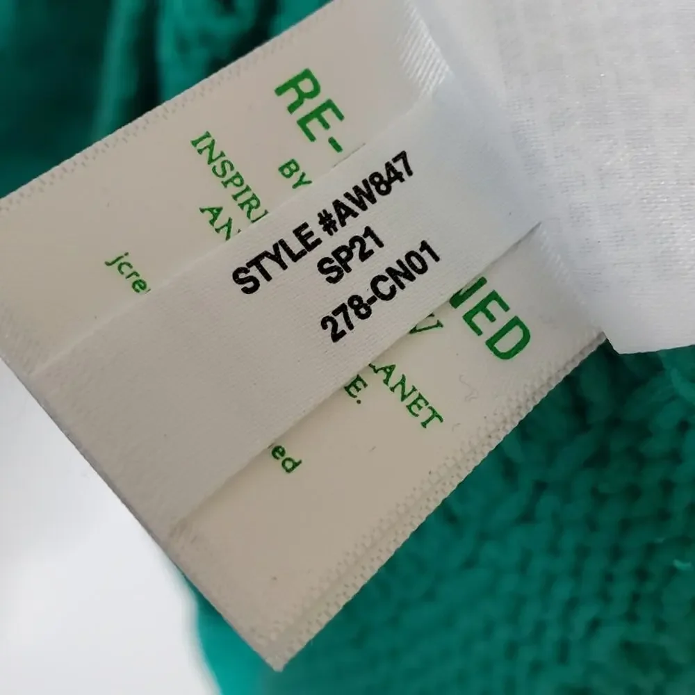 J. Crew Balloon sleeve pointelle sweater Green AW847 Teal Size Small